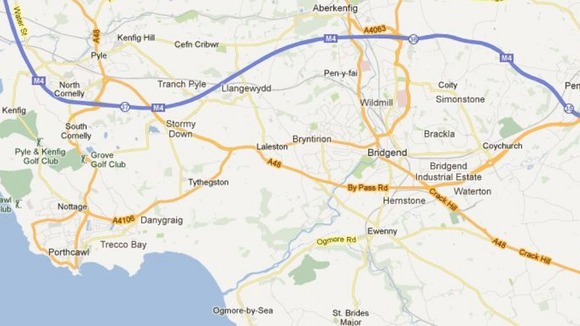 Section of the M4 that is closed north of Bridgend