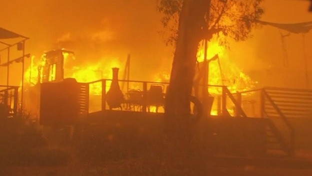 Firefighters are unable to put out a home ablaze in Gippsland, Victoria.