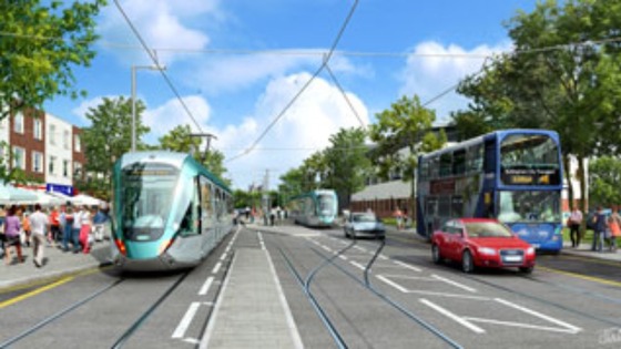 The tram stop on Southchurch Drive in the centre of Clifton