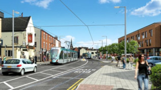 The Chilwell Road tram stop in Beeston