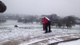 Snowboarding on Primrose Hill