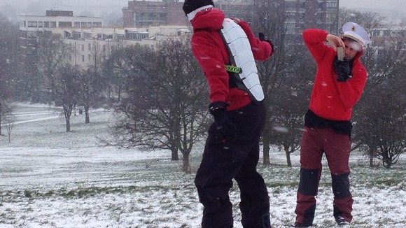 Snowboarding on Primrose Hill