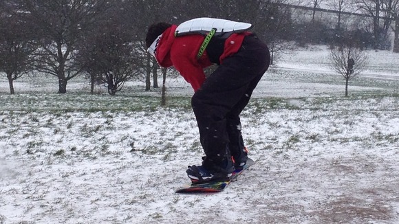 Snowboarding on Primrose Hill