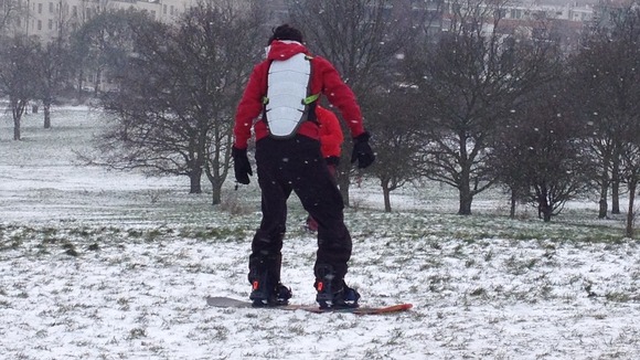 Snowboarding on Primrose Hill