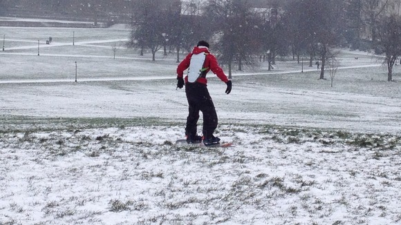 Snowboarding on Primrose Hill