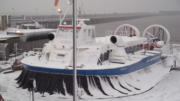 Ferry in snow, Isle of Wight