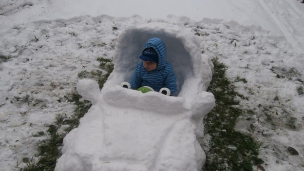 Mike Nash's grandson Vinni in his snow mobile