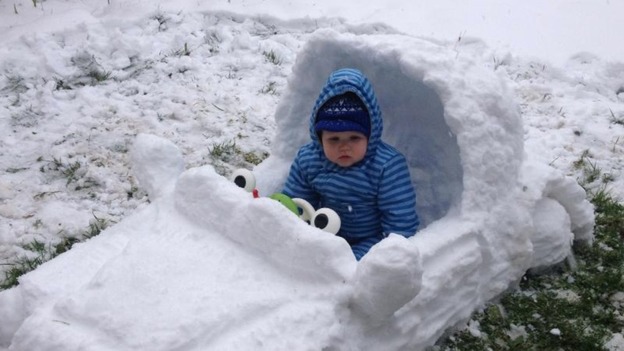 Mike Nash's grandson Vinni in his snow mobile