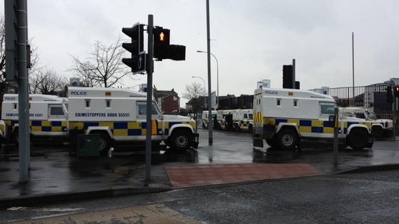 Police vehicles on standby in Belfast