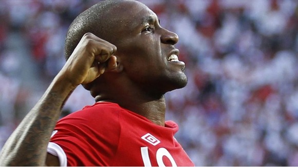 England's Jermain Defoe celebrates his goal during the 2010 World Cup Group C soccer match against Slovenia in Port Elizabeth June 23, 2010.