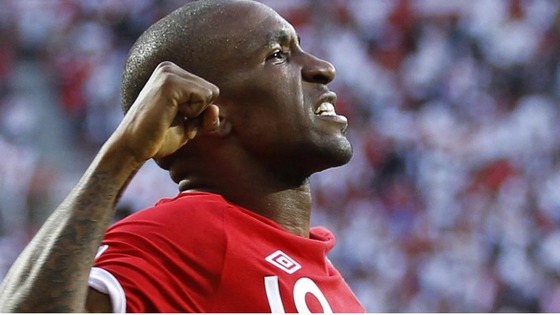England's Jermain Defoe celebrates his goal during the 2010 World Cup Group C soccer match against Slovenia in Port Elizabeth June 23, 2010.