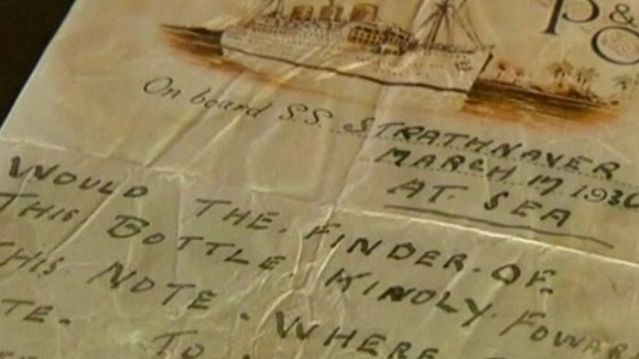 The 76-year-old note found inside the bottle