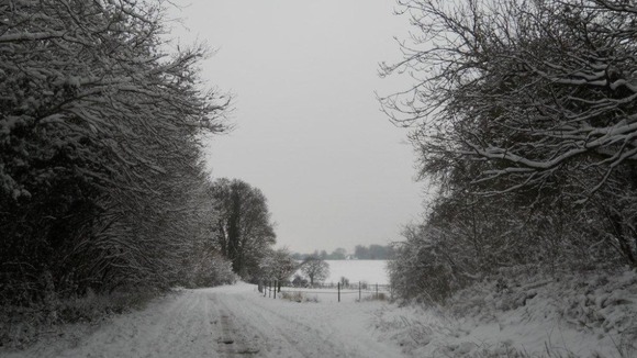 Country lane snow scene