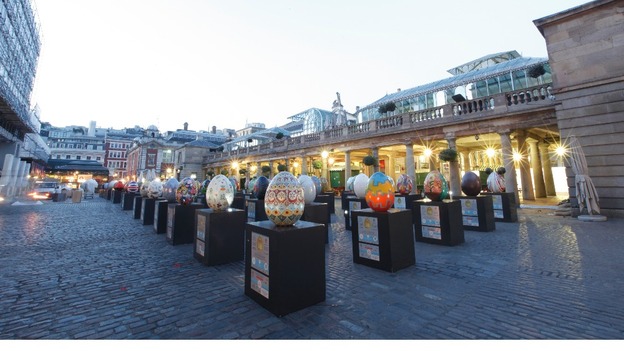 Eggs on display in Covent Garden