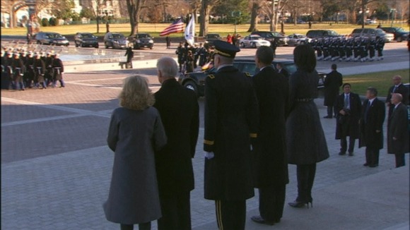 Barack and Michelle Obama, with Joe and Jill Biden