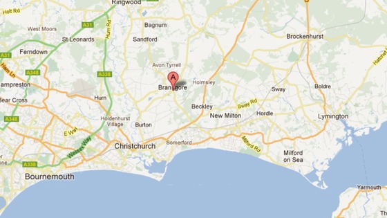 map showing Bransgore