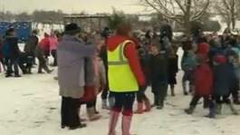 School playground in the snow