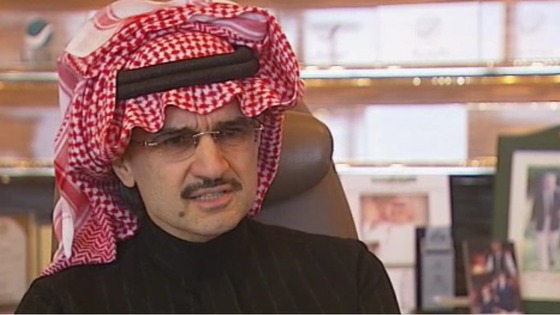 Prince Al-Waleed bin Talal speaking to ITV News
