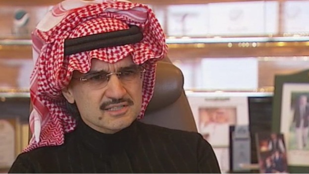 Prince Al-Waleed bin Talal speaking to ITV News