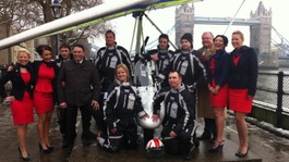 Posing at the launch of the British Antarctic Microlight Expedition