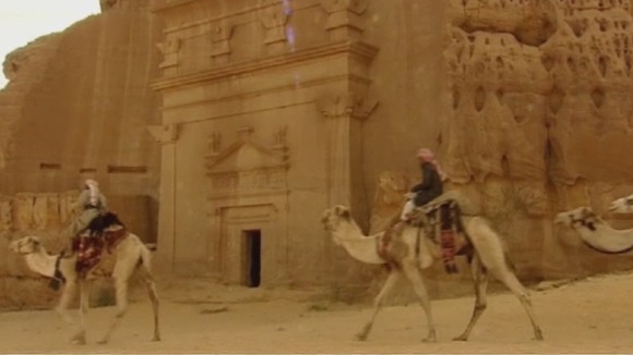 A row of tombs from the al-Khuraymat group, Mada'in Saleh in Saudi Arabia is comparable to the better known Petra Tombs in Jordan