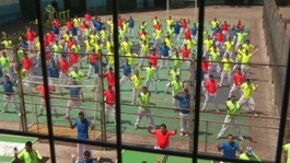 Inmates at a prison in Chile take part in a flash dance