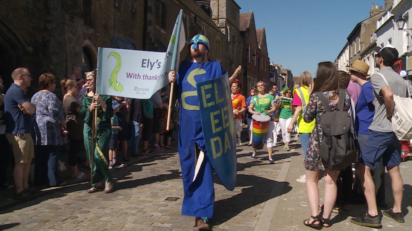Record crowds at Ely Eel Day parade and festival Anglia ITV News