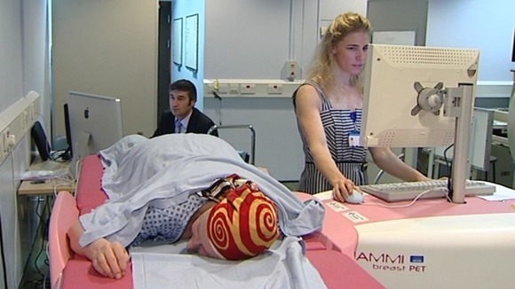 Kathryn Oatey uses the new breast scanner