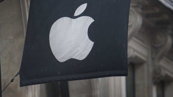 The flag hanging outside the Apple store in Regents Street, London