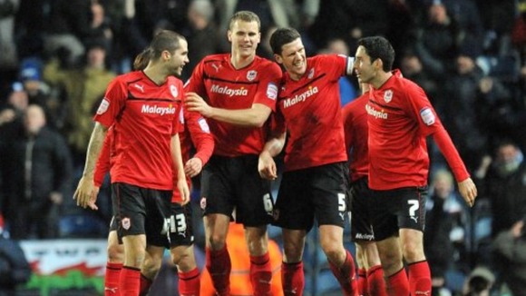 Cardiff City players celebrate