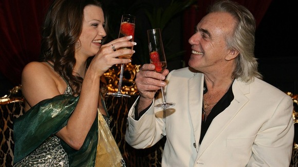 Peter Stringfellow with dancer Shannon celebrate Stringfellows in Dublin