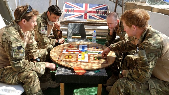 Prince Harry playing a game of Uckers in the VHR 