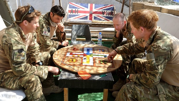 Prince Harry playing a game of Uckers in the VHR