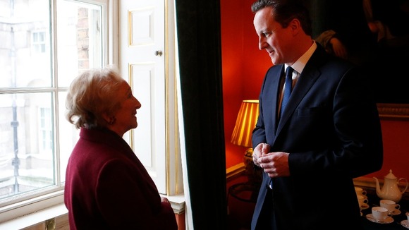 David Cameron meets Holocaust survivor Freda Wineman of the Holocaust Educational Trust at Downing Street