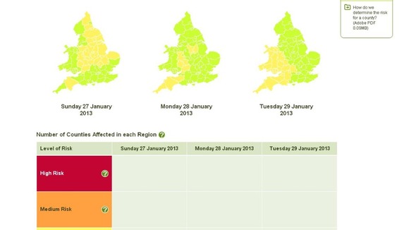 Environment Agency's three day flood risk forecast