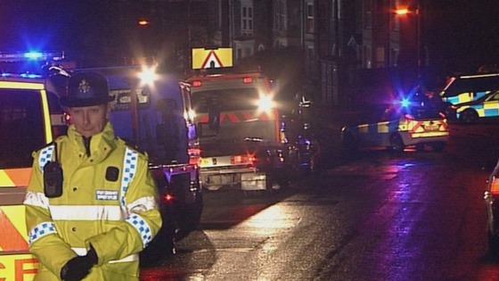 Emergency workers at the scene of the hit and run in Bristol. 