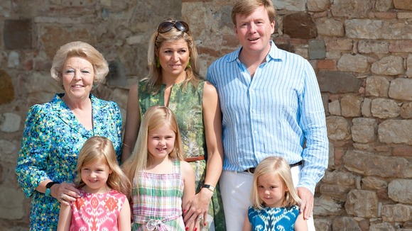 Queen Beatrix of Netherlands with Prince Willem-Alexander of Netherlands and Princess Maxima of Netherlands