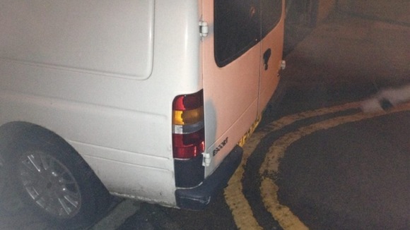 van, yellow lines, parking