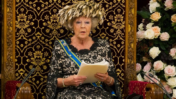 Queen Beatrix officially opens the new parliamentary year with a speech in September 2012