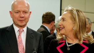 Foreign Secretary William Hague and US Secretary of State Hillary Clinton in Brussels in December 2012
