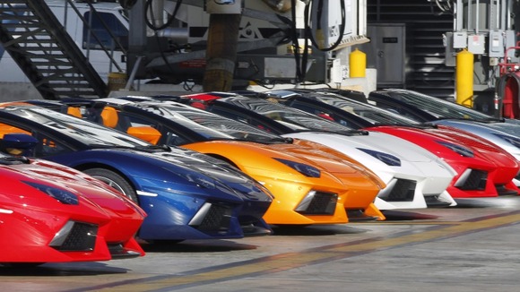 Lamborghini LP 700-4 Roadsters displayed after a high-speed demonstration