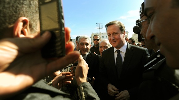 Cameron met local market traders and visitors in Martyrs Square