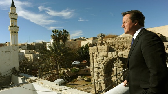 David Cameron looks out over Tripoli before meeting the Libyan Prime Minister Ali Zeidan