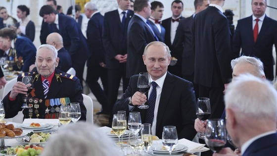 Russia's President Vladimir Putin at a reception in honour of the Battle of Stalingrad in Moscow on Friday.