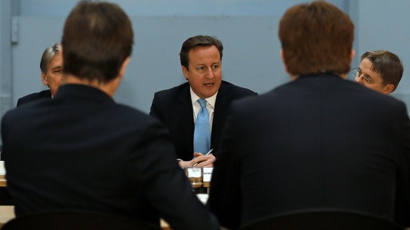 The Prime Minister pictured chairing a regional cabinet meeting in Leeds last month.