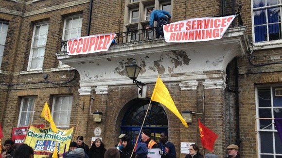 Banners on the clock tower