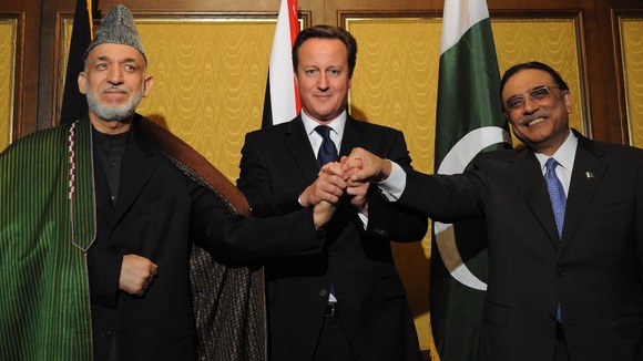 Prime Minister David Cameron with Pakistani President Asif Ali Zardari (right) and Afghan President Hamid Karzai last year.