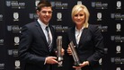 England's Steven Gerrard (left) and Stephanie Houghton with their respective Senior Men's and Women's Player of the Year Awards.