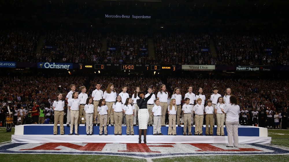 sandy hook choir singing at super bowl As 26 children in white polo shirts excitedly walked to center of the superdome field and prepared to sing, a packed super bowl crowd revved up by a day of partying in the big easy fell silent the chorus from sandy hook elementary school, nearly two months removed from a deadly shooting rampage. sandy hook choir singing at super bowl As 26 children in white polo shirts excitedly walked to center of the superdome field and prepared to sing, a packed super bowl crowd revved up by a day of partying in the big easy fell silent the chorus from sandy hook elementary school, nearly two months removed from a deadly shooting rampage.