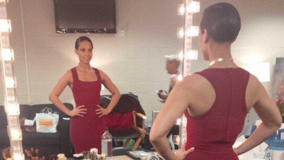 Alica Keys tweeted this dressing room picture ahead of her performance, which was broadcast to more than 150 million people.